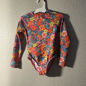 Cat & Jack Colorful Floral Swimsuit Long Sleeve 4/5 girls
